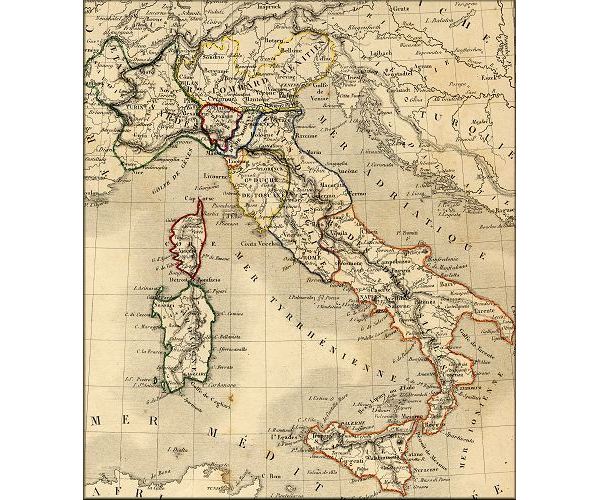 Italie / Italia / Italy  avant l'unite italienne / Risorgimento - carte geographique ancienne (atlas de 1843)